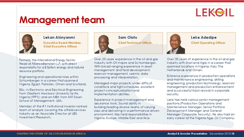 December 2015 Investor Presentation – Lekoil – slide 10