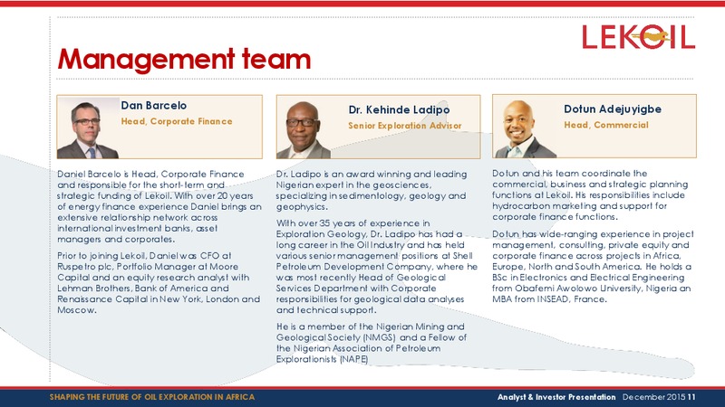 December 2015 Investor Presentation – Lekoil – slide 11