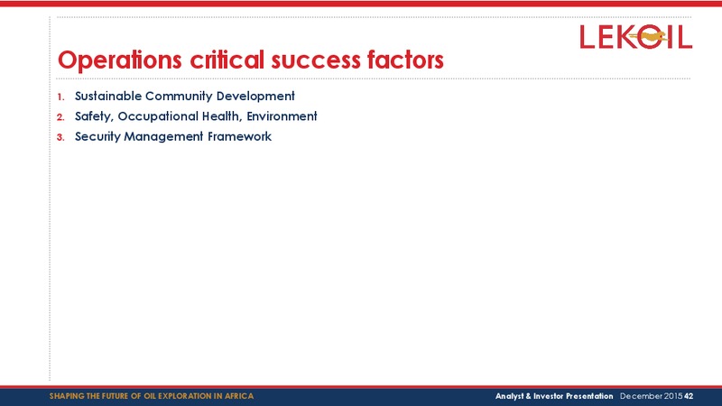December 2015 Investor Presentation – Lekoil – slide 42