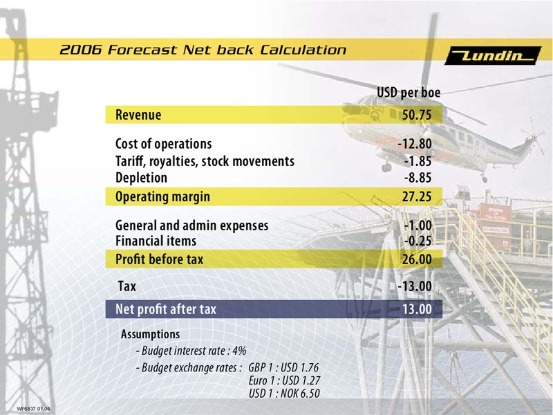 2006 Financial Forecasts – Lundin Petroleum – slide 3