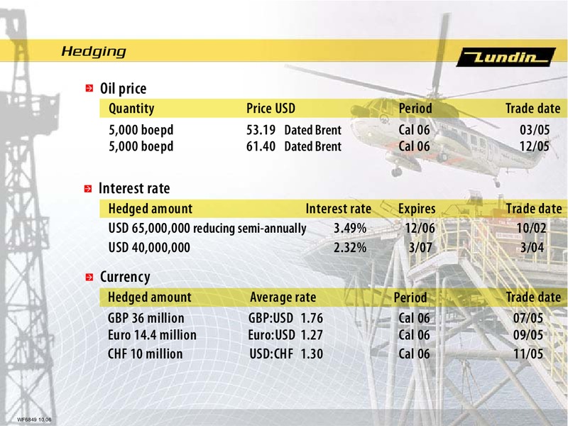 2006 Financial Forecasts – Lundin Petroleum – slide 10