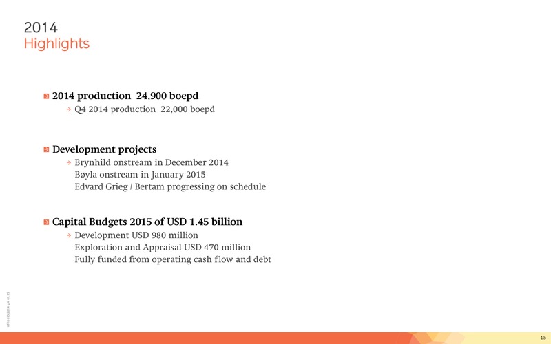 Financial Presentation Year End 2014 – Lundin Petroleum – slide 15