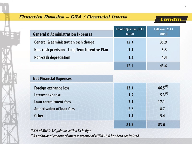 FINANCIAL PRESENTATION – Lundin Petroleum – slide 11