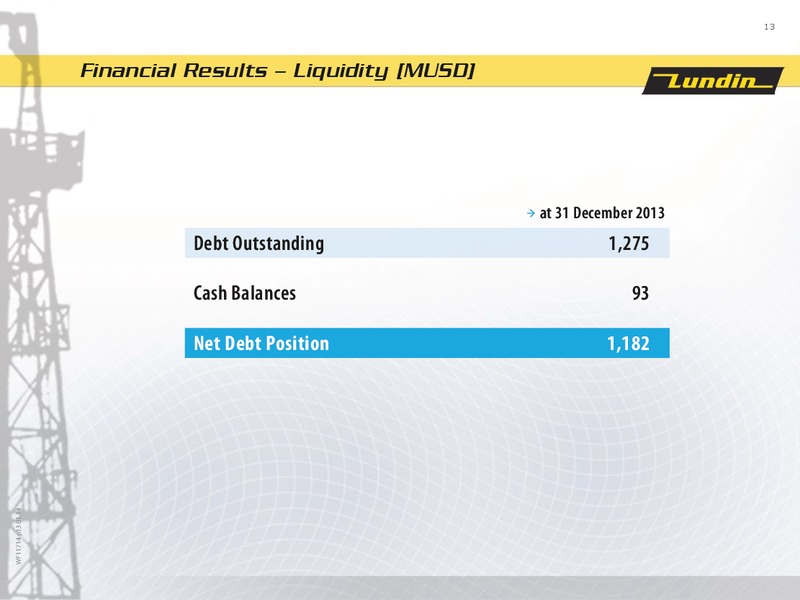 FINANCIAL PRESENTATION – Lundin Petroleum – slide 13