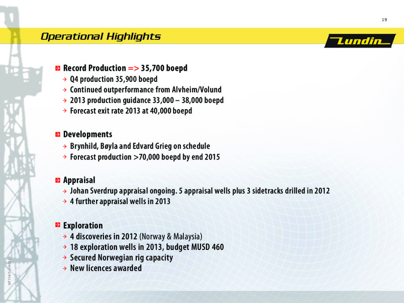 FINANCIAL PRESENTATION – Lundin Petroleum – slide 19