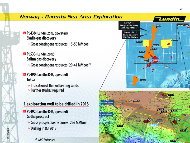 FINANCIAL PRESENTATION – Lundin Petroleum – slide 40
