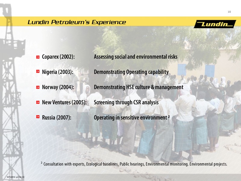 February 2010 Presentation – Lundin Petroleum – slide 10