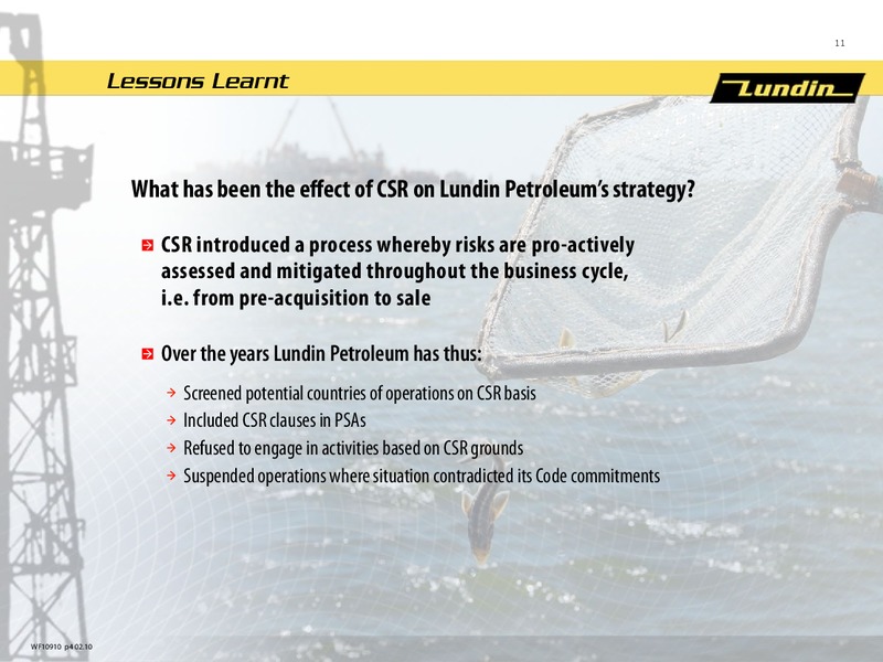 February 2010 Presentation – Lundin Petroleum – slide 11