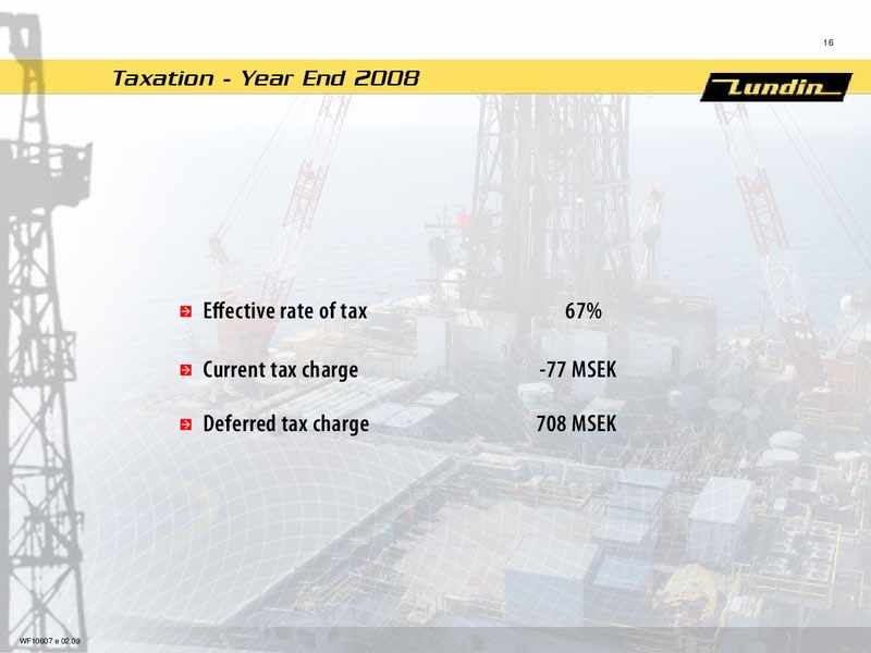 FINANCIAL PRESENTATION – Lundin Petroleum – slide 15
