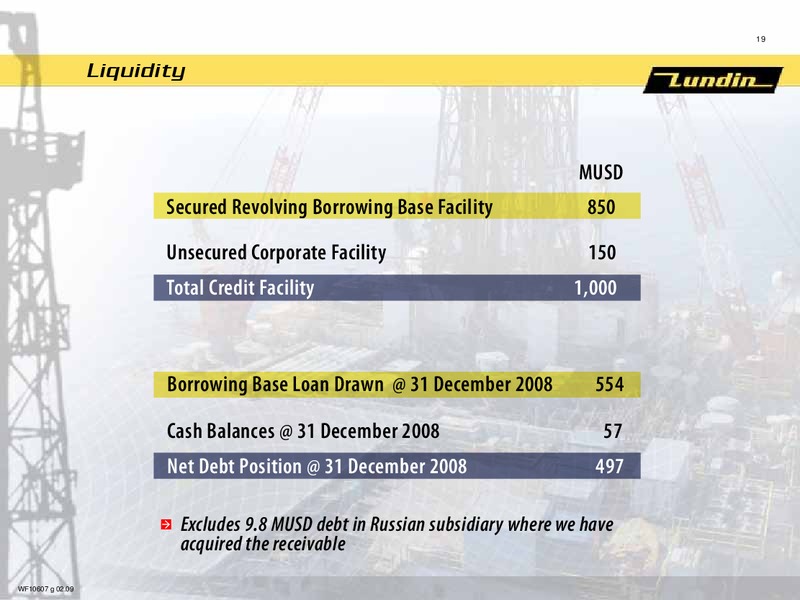 FINANCIAL PRESENTATION – Lundin Petroleum – slide 18