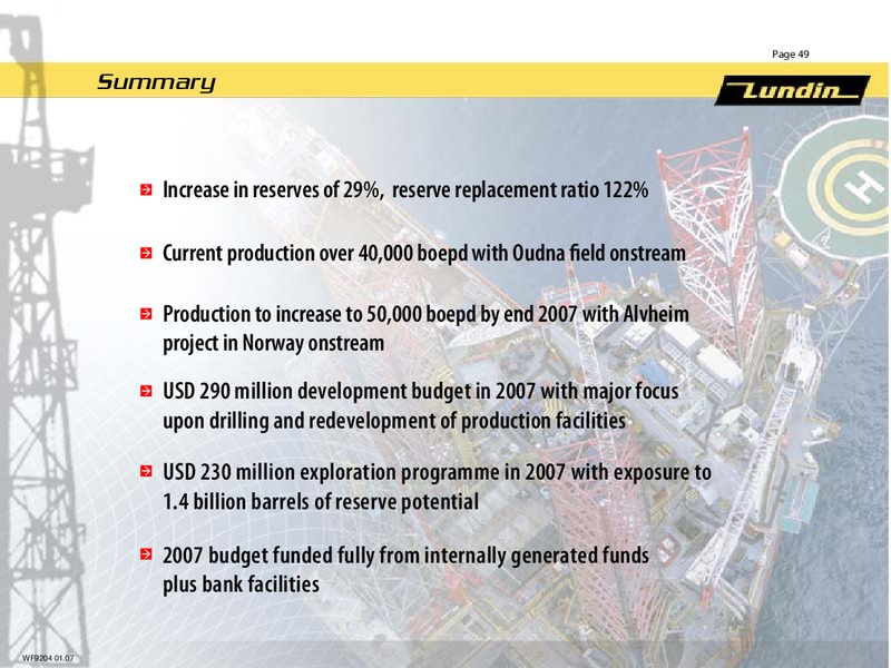 FINANCIAL RESULTS   YEAR END 2006 – Lundin Petroleum – slide 48