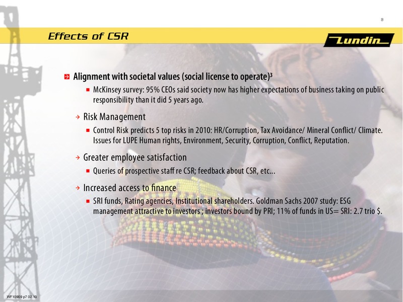 INVESTOR PRESENTATION – Lundin Petroleum – slide 8