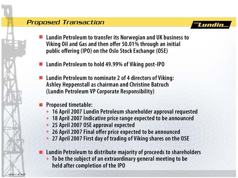 INVESTOR PRESENTATION – Lundin Petroleum – slide 2