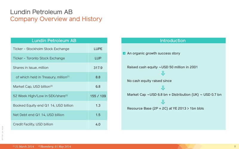 May 2014 Corporate Presentation – Lundin Petroleum – slide 2