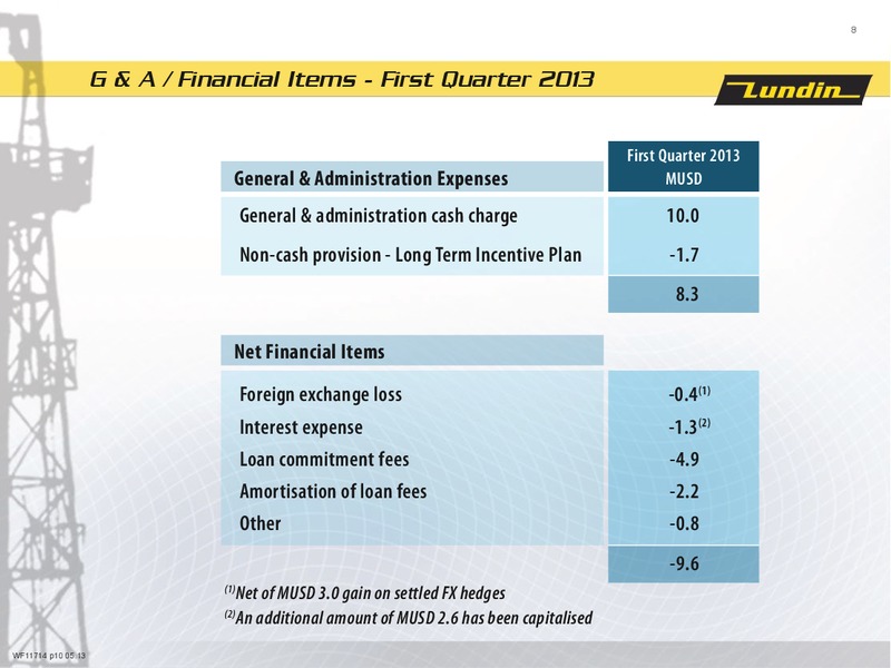 FINANCIAL PRESENTATION – Lundin Petroleum – slide 8