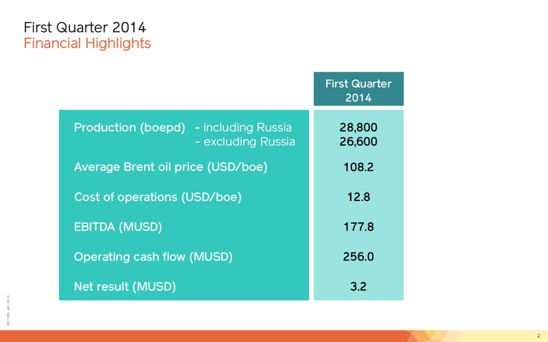 Q1 2014 Financial Presentation – Lundin Petroleum – slide 2
