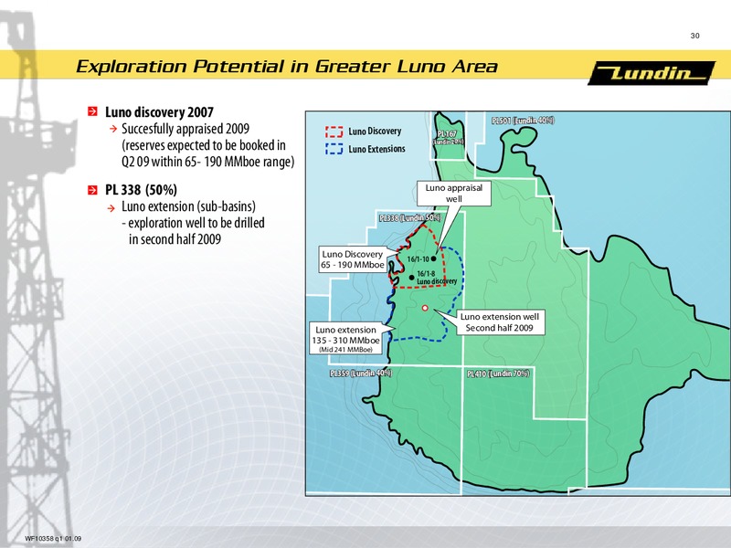FINANCIAL PRESENTATION   FIRST THREE MONTHS 2009 – Lundin Petroleum – slide 29