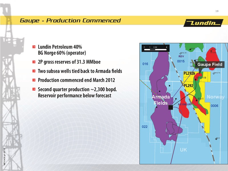 FINANCIAL PRESENTATION – Lundin Petroleum – slide 19