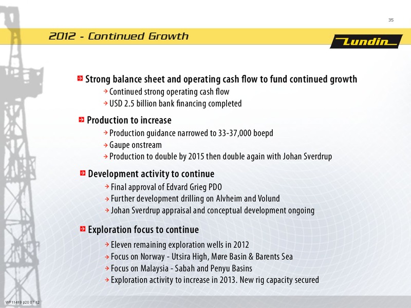FINANCIAL PRESENTATION – Lundin Petroleum – slide 35