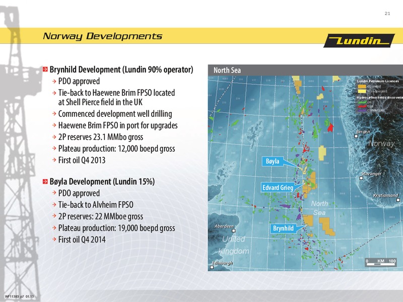 First Six Months 2013 – Lundin Petroleum – slide 21