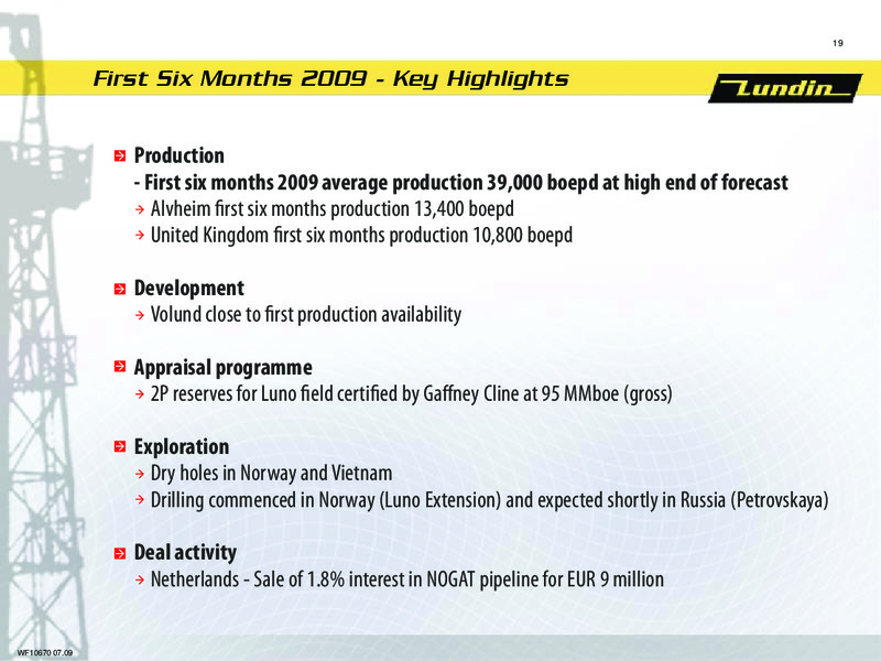 FINANCIAL PRESENTATION – Lundin Petroleum – slide 18