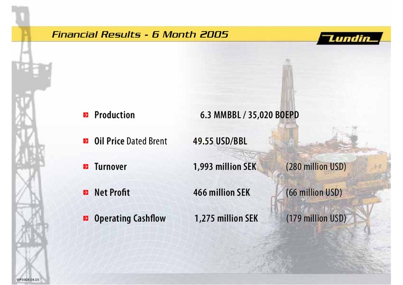 FINANCIAL PRESENTATION – Lundin Petroleum – slide 2