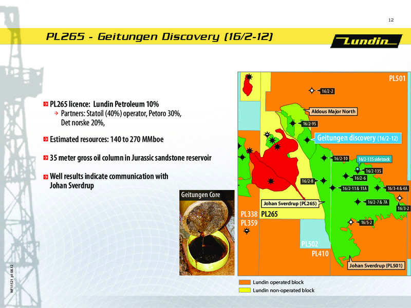 PRESS PRESENTATION   ONS – Lundin Petroleum – slide 12