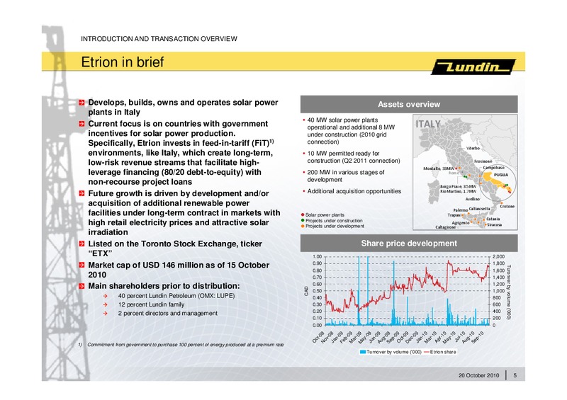 INVESTOR PRESENTATION – Lundin Petroleum – slide 4