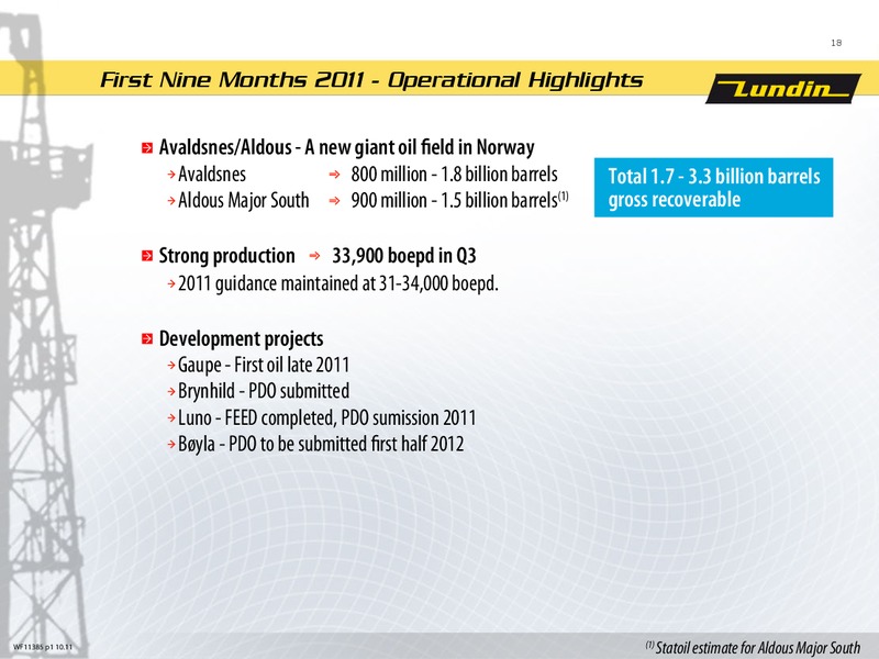 First Nine Months 2011 – Lundin Petroleum – slide 17