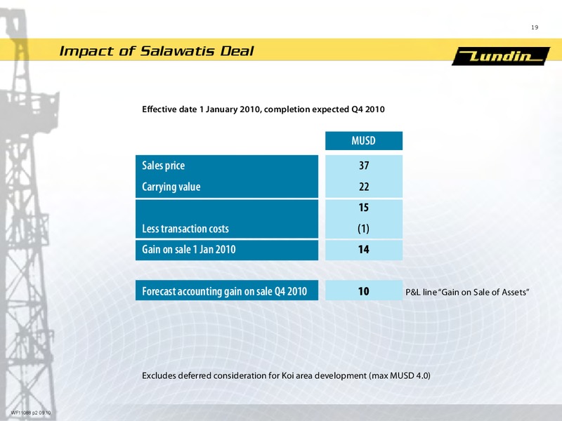 First Nine Months 2010 – Lundin Petroleum – slide 18