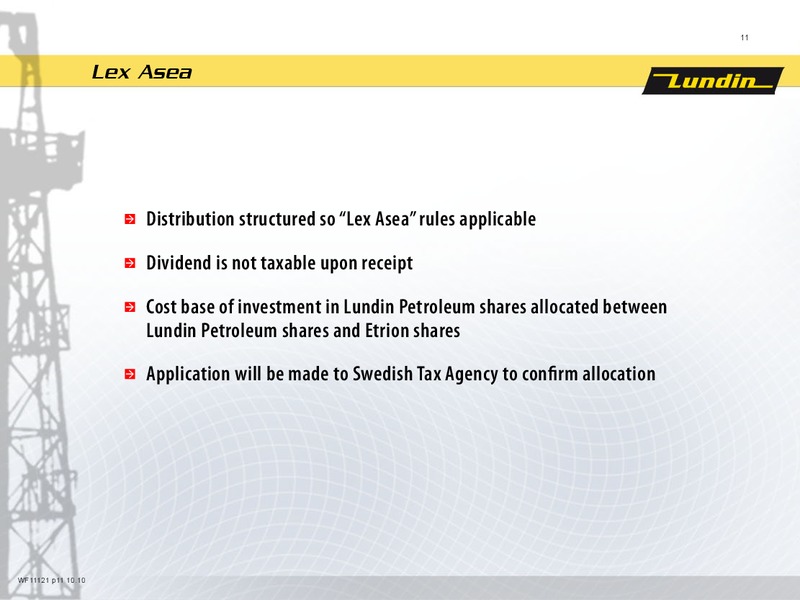 Distribution of Lundin Petroleum Shares – Lundin Petroleum – slide 11