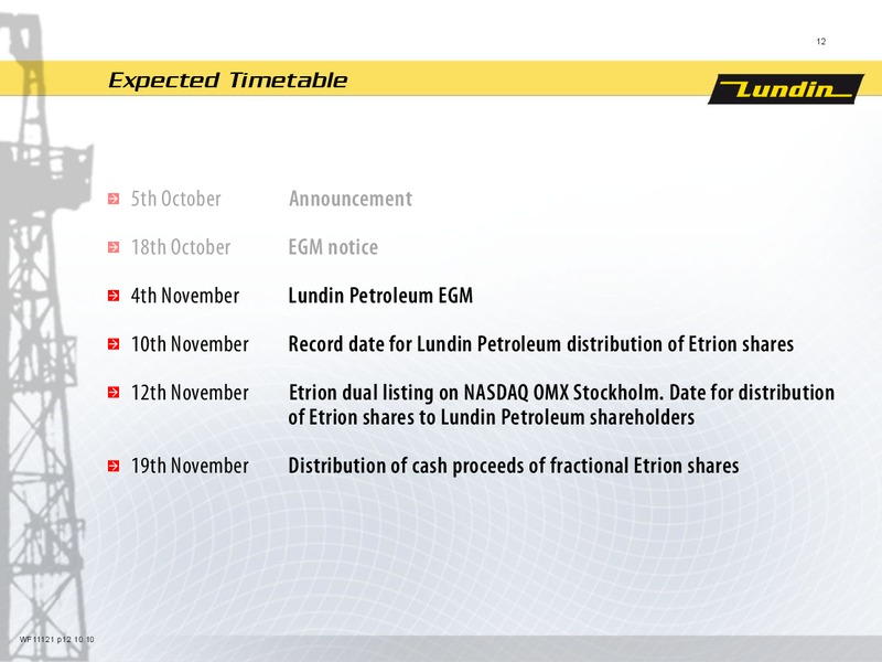 Distribution of Lundin Petroleum Shares – Lundin Petroleum – slide 12