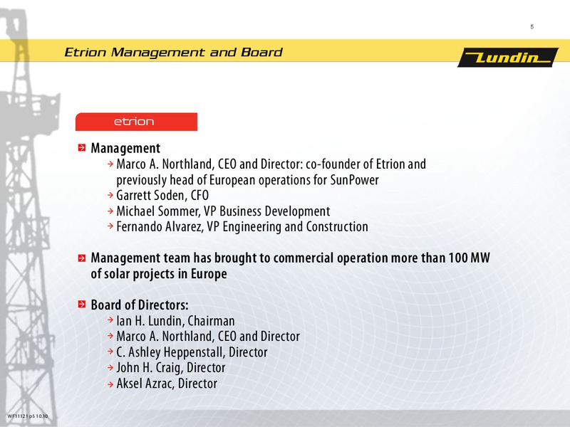 INVESTOR PRESENTATION – Lundin Petroleum – slide 5