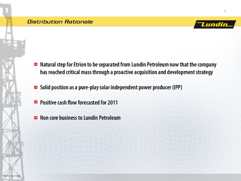 INVESTOR PRESENTATION – Lundin Petroleum – slide 7