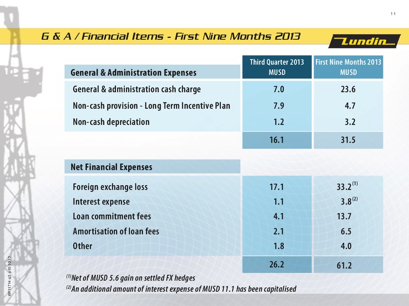 FINANCIAL PRESENTATION – Lundin Petroleum – slide 11