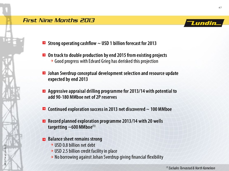 Q3 2013 EARNINGS CALL – Lundin Petroleum – slide 47
