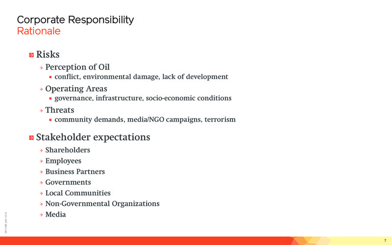 Corporate Responsibility – Lundin Petroleum – slide 7
