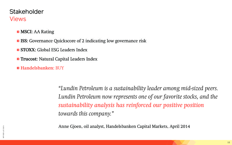 November 2014 Corporate Presentation – Lundin Petroleum – slide 11