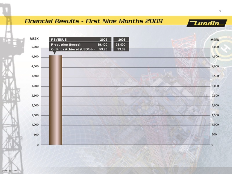 FINANCIAL PRESENTATION   FIRST NINE MONTHS 2009 – Lundin Petroleum – slide 2