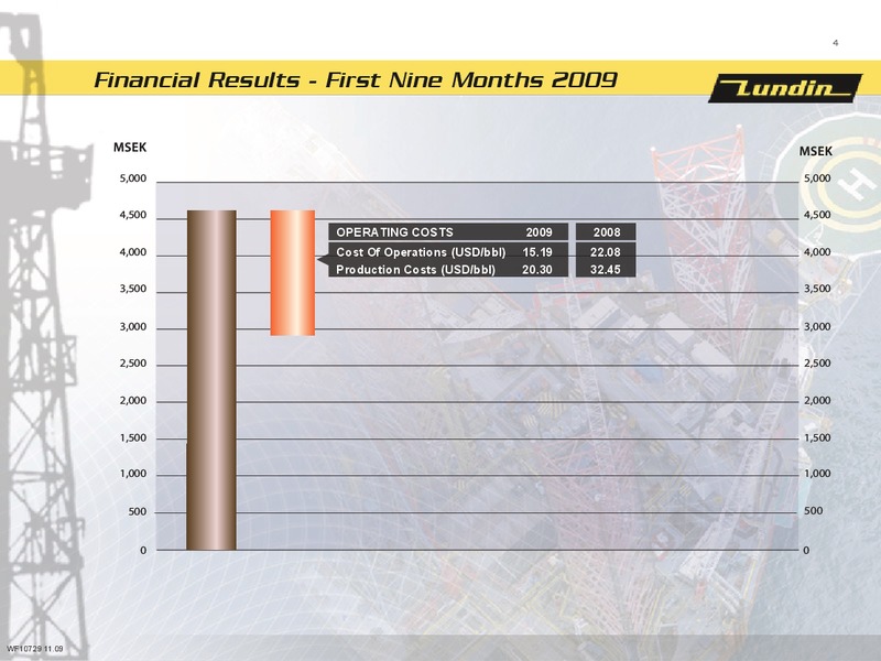 FINANCIAL PRESENTATION   FIRST NINE MONTHS 2009 – Lundin Petroleum – slide 3