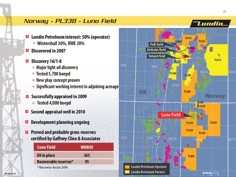 FINANCIAL PRESENTATION   FIRST NINE MONTHS 2009 – Lundin Petroleum – slide 27