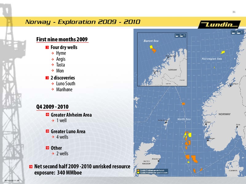 FINANCIAL PRESENTATION   FIRST NINE MONTHS 2009 – Lundin Petroleum – slide 30