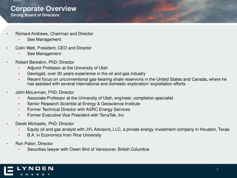 CORPORATE PRESENTATION – Lynden Energy Corp. – slide 6