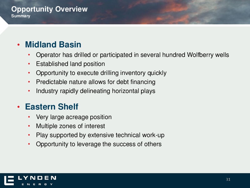 CORPORATE PRESENTATION – Lynden Energy Corp. – slide 30