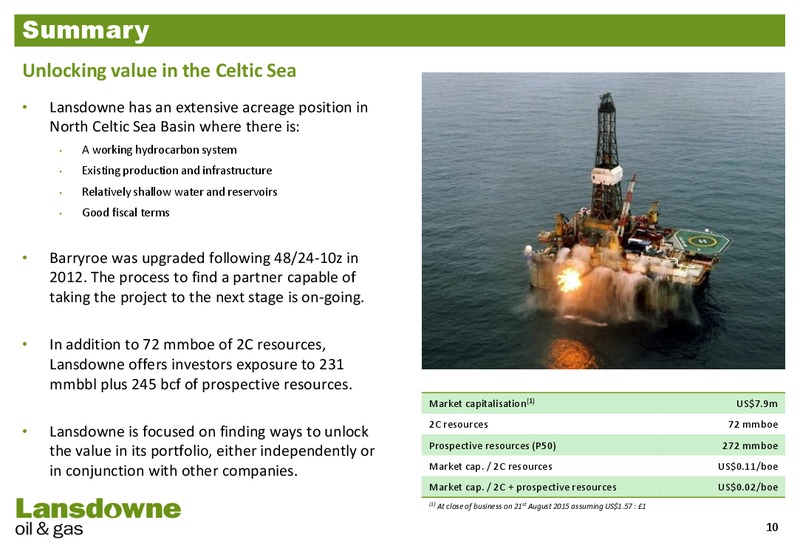 August 2015 Investor Presentation Update – Lansdowne Oil and Gas Plc – slide 9