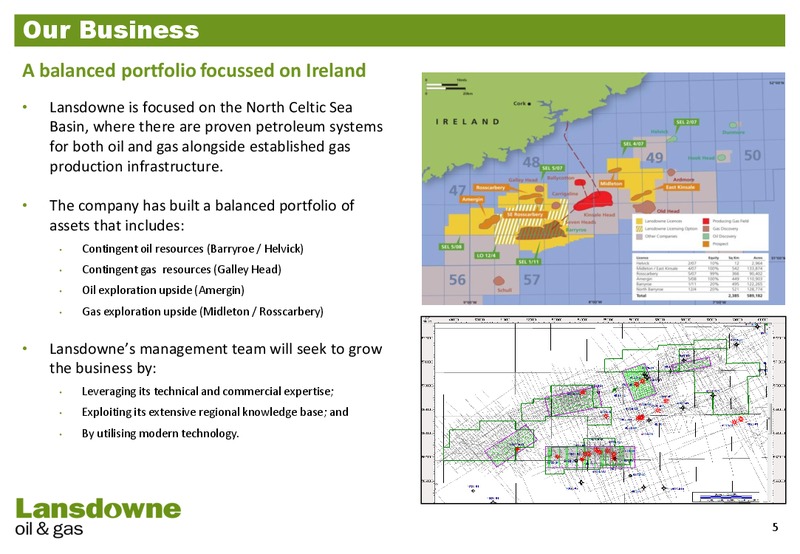 CORPORATE UPDATE – Lansdowne Oil and Gas Plc – slide 4