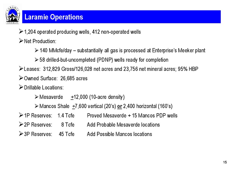 DUG Conference Presentation – Laramie Energy II LLC – slide 14