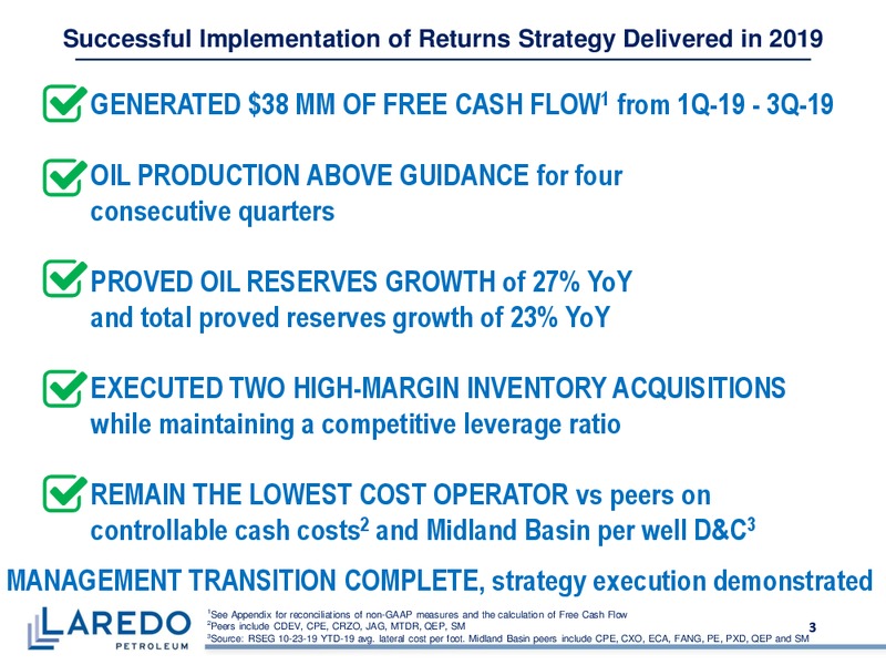 January 2020 Investor Presentation – Laredo Petroleum Inc. – slide 2