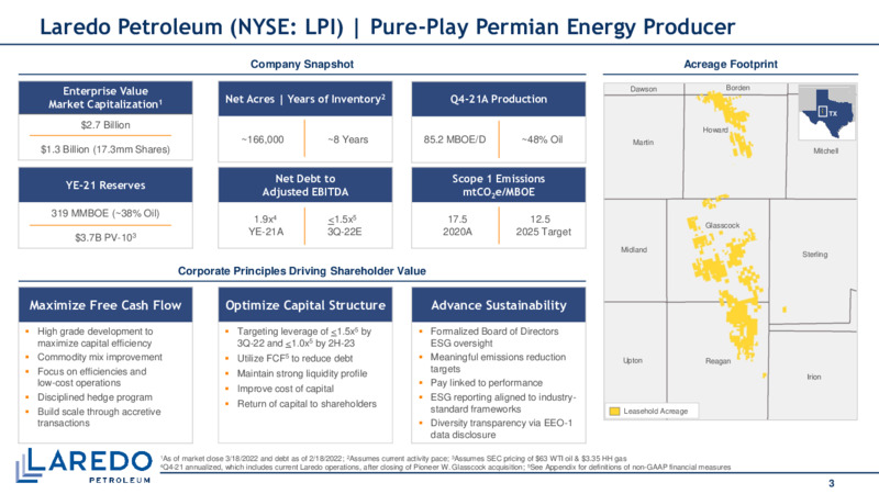 March 2022 Investor Presentation – Laredo Petroleum Inc. – slide 2