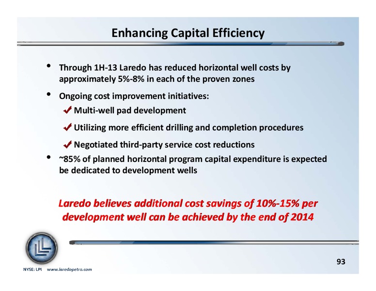 September 2013 Investor Update – Laredo Petroleum Inc. – slide 92